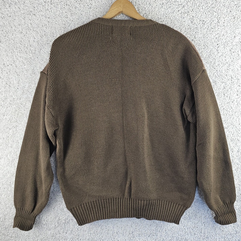 Vtg 70s Leather V Neck Sweater Cow Suede Brown Western Rockabilly Mens‎ XL - Picture 2 of 16